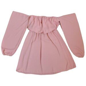 🏆102 La Ropas Off Shoulder Pink Baby Doll Top